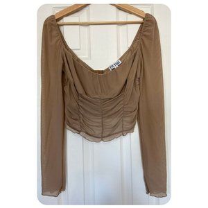 TIC TOC NUDE SLEEVE CORSET TOP | ELEGANT CRAMPLE WAIST TOP